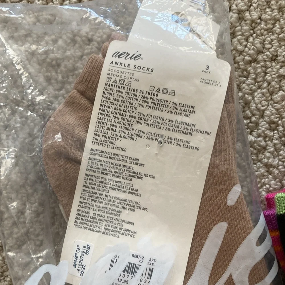 Aerie So Women’s Casual Ankle Socks Bundle 7 Pairs One Size Colorful Value NWT